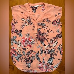 New York & Company Floral Peach Blouse